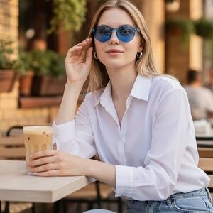 One Piece Premium Transparent Rimless Blue Fashion Sunglasses UV400 Protection